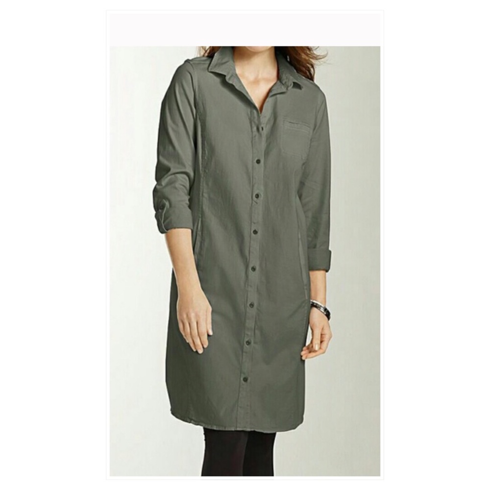 🔥HP🔥 J.Jill Live in Chino Safari Green Trench Dress